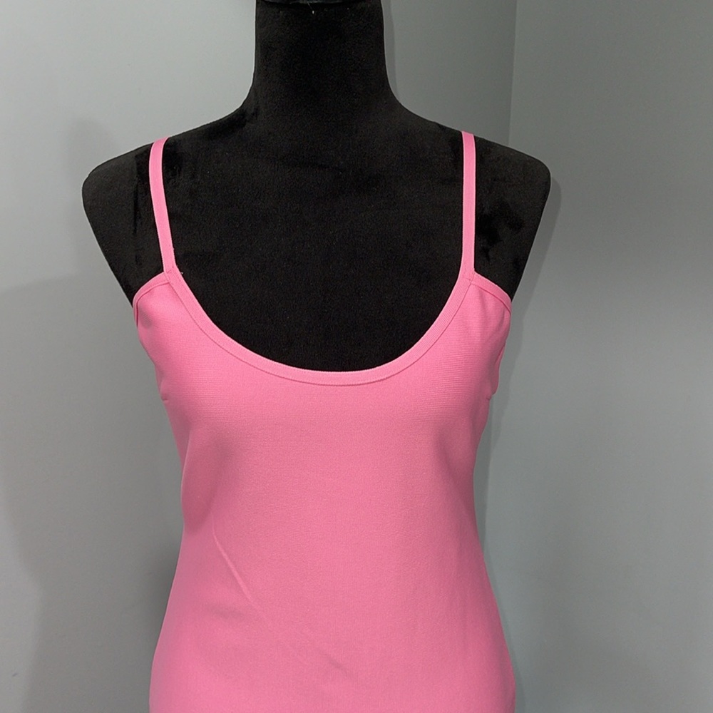 Fashion Nova Yvana Bandage Mini dress size large pink feathers trim NEW - Picture 9 of 16
